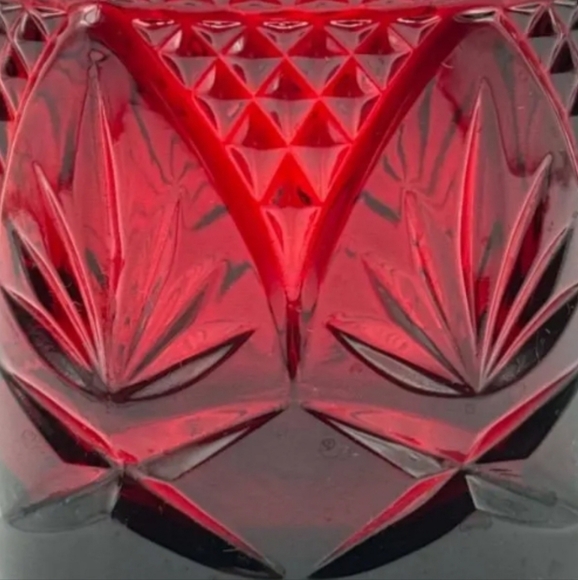 1 Mug Vintage French Faceted Glass Antique Ruby Red Cafe Cup France Cafecore - Picture 3 of 11